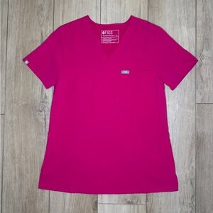 FIGS Catarina One Pocket Scrub Top XS Shocking Pink